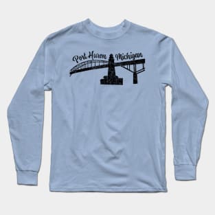 Dark Port Huron Bridge and Lighthouse Long Sleeve T-Shirt